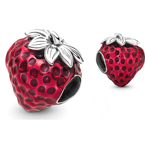 Charm Jahoda se zrníčky, korálek na náramek, jídlo a pití
