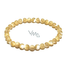 Tridacna lastura béžová náramek elastický přírodní kámen, kulička 6 mm / 16 - 17 cm harmonie