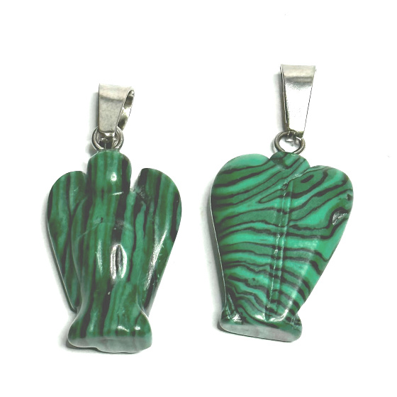Malachit Anděl strážný přívěsek ručně broušený 2 - 2,2 cm, kámen splněných přání