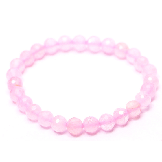 Růženin fazet náramek elastický přírodní kámen, kulička 6 mm / 16 cm, pro děti, kámen lásky