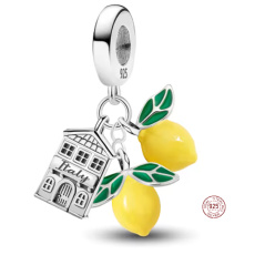 Charm Sterlingové stříbro 925 Itálie Amalfi Coast – slunce, citróny a italská dolce vita, přívěsek na náramek cestování