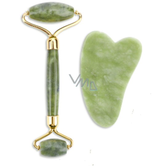 Serpentin Gua Sha 4,3 x 7,1 cm + váleček masážní 14 x 5,5 cm redukuje vrásky, otoky, zlepšuje pružnost pokožky, sada bez obalu Serpentin Gua Sha 4,3 x 7,1 cm + váleček masážní 14 x 5,5 cm redukuje vrásky, otoky, zlepšuje pružnost pokožky, sada bez obalu