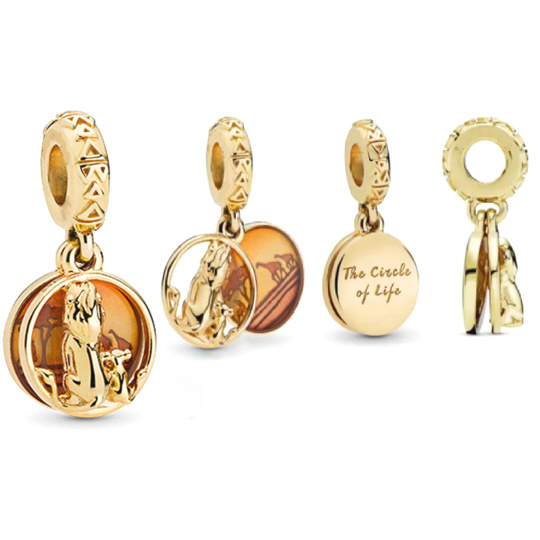 Charm Disney Lví král - Simba a Mufasa západ slunce 2v1, přívěsek na náramek, film Charm Disney Lví král - Simba a Mufasa západ slunce 2v1, přívěsek na náramek, film