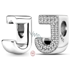 Charm Sterlingové stříbro 925 Abecední písmeno J, korálek na náramek Charm Sterlingové stříbro 925 Abecední písmeno J, korálek na náramek
