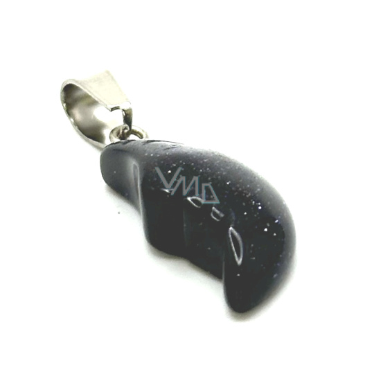 Goldstone modrý Avanturín Měsíc přívěsek přírodní kámen, ručně broušená figurka 2,2 x 10 mm, kámen ambicí Goldstone modrý Avanturín Měsíc přívěsek přírodní kámen, ručně broušená figurka 2,2 x 10 mm, kámen ambicí