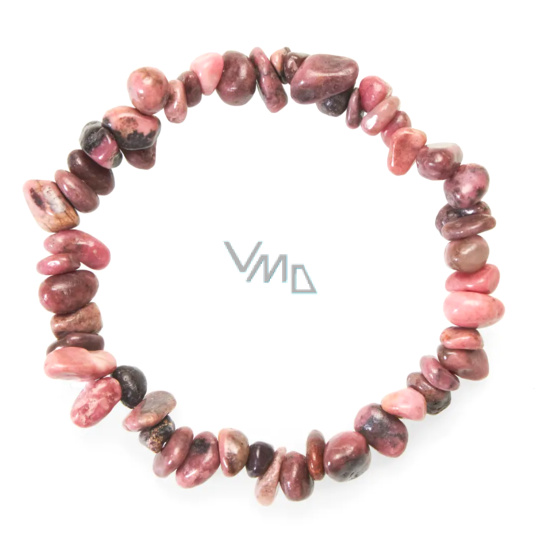 Rodonit náramek elastický sekaný přírodní kámen 19 cm, velký léčitel srdcí