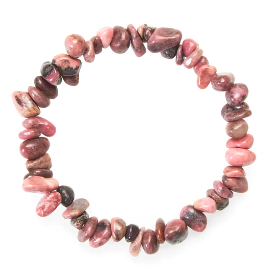 Rodonit náramek elastický sekaný přírodní kámen 19 cm, velký léčitel srdcí