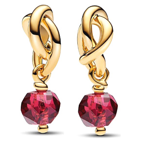 Charm Propletený fazetovaný kruh věčnosti červený světlý, přívěsek na náramek symbol červenec