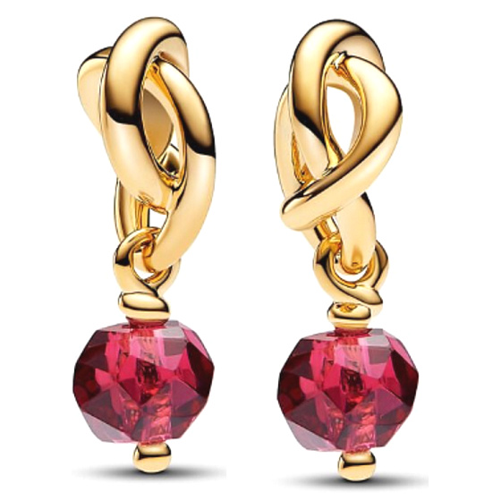 Charm Propletený fazetovaný kruh věčnosti červený světlý, přívěsek na náramek symbol červenec