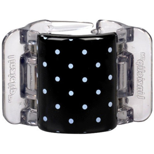 Linziclip Midi Vlasový skřipec černý s puntíky 3,5 cm vhodný pro středně husté a husté vlasy 1 kus