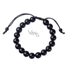 Obsidian Fitness, Fogyókúrás karkötő természetes kőből, kézzel fonott, állítható méret, 10 mm-es golyó, mentőkő