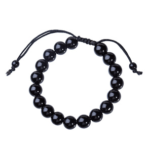 Obsidian Fitness, Hubnutí náramek přírodní kámen, ručně pletený, nastavitelná velikost, kulička 10 mm, kámen záchrany