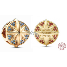 Charm Sterlingové stříbro 925 Marvel Emlém Captain, korálek na náramek, film