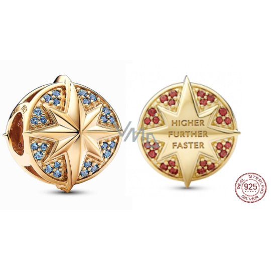 Charm Sterlingové stříbro 925 Marvel Emlém Captain, korálek na náramek, film Charm Sterlingové stříbro 925 Marvel Emlém Captain, korálek na náramek, film