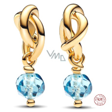 Charm Sterlingové stříbro 925 Propletený fazetovaný kruh věčnosti modrý světlý, přívěsek na náramek symbol březen