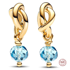 Charm Propletený fazetovaný kruh věčnosti modrý světlý, přívěsek na náramek symbol březen