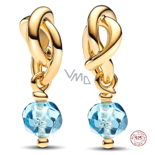 Charm Srebrna 925 Propleciony fasetowany krąg węczności niebieski jasny, wisiorek na bransoletkę symbol marzec Charm Srebrna 925 Propleciony fasetowany krąg węczności niebieski jasny, wisiorek na bransoletkę symbol marzec