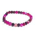 Achát růžový krajkový náramek elastický přírodní kámen, kulička 6 mm / 16 - 17 cm, klid - ochrana - síla - harmonie