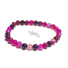 Achát růžový krajkový náramek elastický přírodní kámen, kulička 6 mm / 16 - 17 cm, klid - ochrana - síla - harmonie