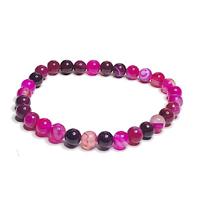 Achát růžový krajkový náramek elastický přírodní kámen, kulička 6 mm / 16 - 17 cm, klid - ochrana - síla - harmonie