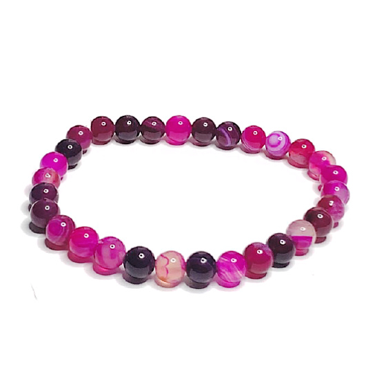 Achát růžový krajkový náramek elastický přírodní kámen, kulička 6 mm / 16 - 17 cm, klid - ochrana - síla - harmonie