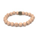 Láva lososová s královskou mantrou Óm, náramek elastický přírodní kámen, kulička 8 mm / 16 - 17 cm, zrozen ze čtyř živlů