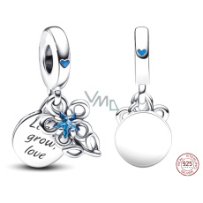 Charm Sterlingové stříbro 925 Kvetoucí květina 2v1, přívěsek na náramek rodina