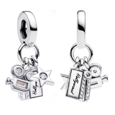 Charm Hollywood Kamera a Hvězda, pro milovníky filmu, přívěsek na náramek film