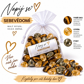Napij se® sebevědomí – výměnná minerální náplň | Tygří oko, Citrín, Pyrit, 200 g