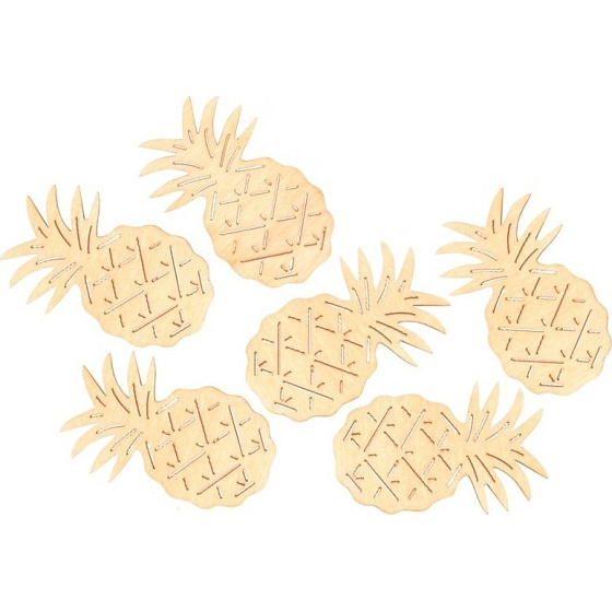 Ananas dřevěný žlutá 6 cm, 6 kusů