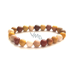 Mokait náramek elastický z přírodního kamene, kulička 8 mm / 16 - 17 cm, motivační kámen