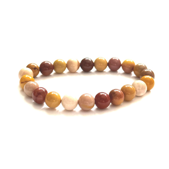 Mokait náramek elastický z přírodního kamene, kulička 8 mm / 16 - 17 cm, motivační kámen