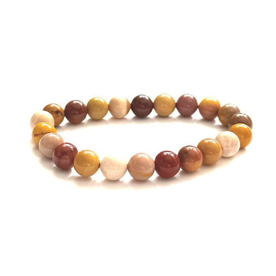 Mokait náramek elastický z přírodního kamene, kulička 8 mm / 16 - 17 cm, motivační kámen