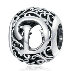 Charm Kouzelná abeceda písmeno D s květinami korálek na náramek
