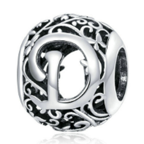 Charm Kouzelná abeceda písmeno D s květinami korálek na náramek