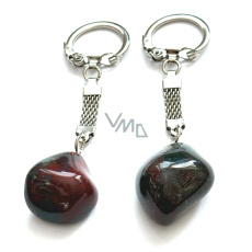 Bloodstone Troml přívěsek klíčenka přírodní kámen, cca 10 cm, 1 kus, vynikající čistič krve