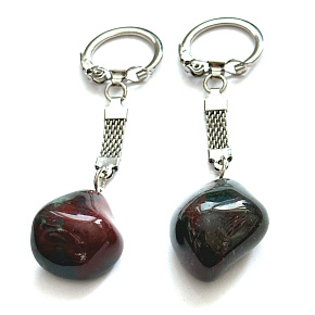 Bloodstone Troml přívěsek klíčenka přírodní kámen, cca 10 cm, 1 kus, vynikající čistič krve