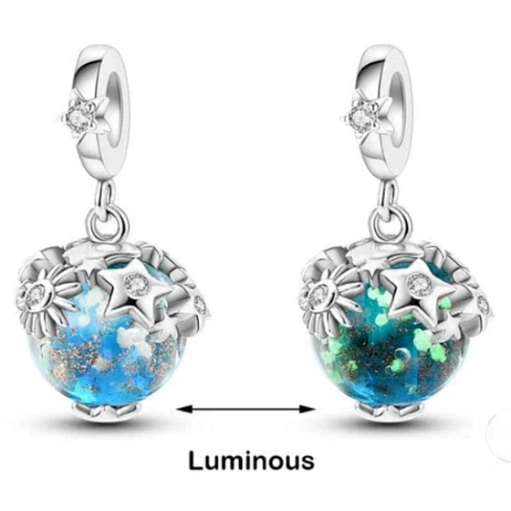 Charm Planeta Země - záře v temné planetě, přívěsek na náramek vesmír