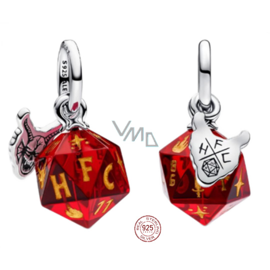 Charm Sterlingové stříbro 925 Stranger Things Červené kostky z muránského skla, přívěsek na náramek film