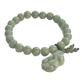 Nefrit Barmský náramek elastický z přírodního kamene jednorožec, kulička 6 mm / 16 - 17 cm, kámen klidu