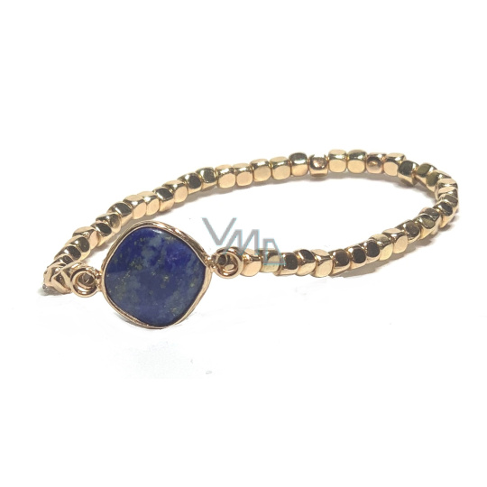 Lapis Lazuli náramek elastický ozdoba přírodní kámen15 mm / 16 - 17 cm, kámen harmonie Lapis Lazuli náramek elastický ozdoba přírodní kámen15 mm / 16 - 17 cm, kámen harmonie