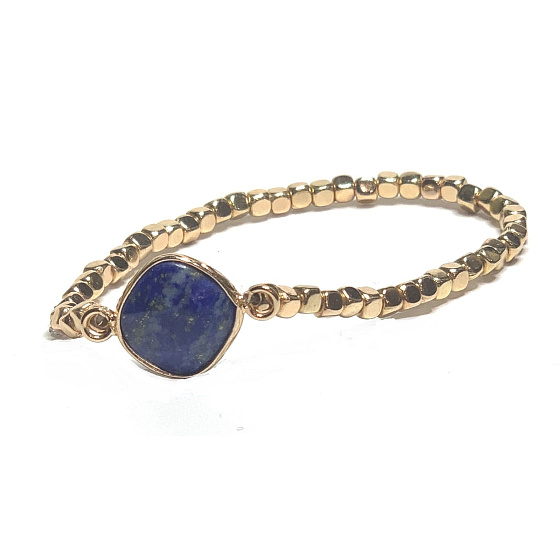 Lapis Lazuli náramek elastický ozdoba přírodní kámen15 mm / 16 - 17 cm, kámen harmonie
