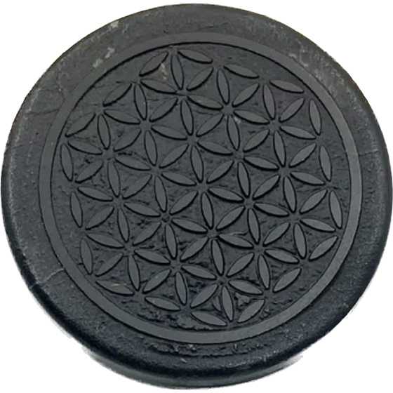 Šungit Gravírovaná nálepka posvátná geometrie na mobilní telefon EMFochrana, 5G ochrana, radiační ochrana 3 cm