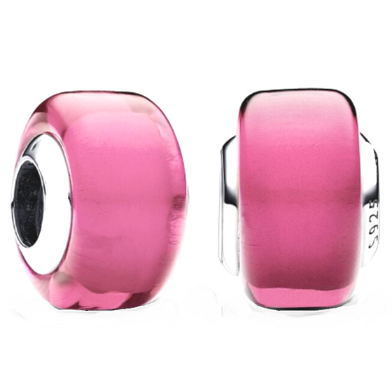 Charm Růžové Murano sklo – korálek na náramek, motiv symbol