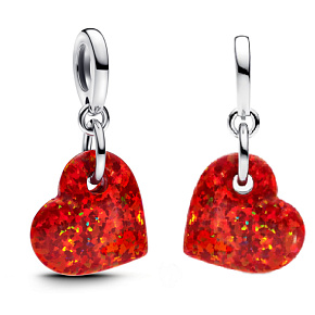 Charm Opálově červené srdce, přívěsek na náramek láska