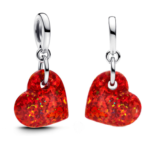 Charm Opálově červené srdce, přívěsek na náramek láska