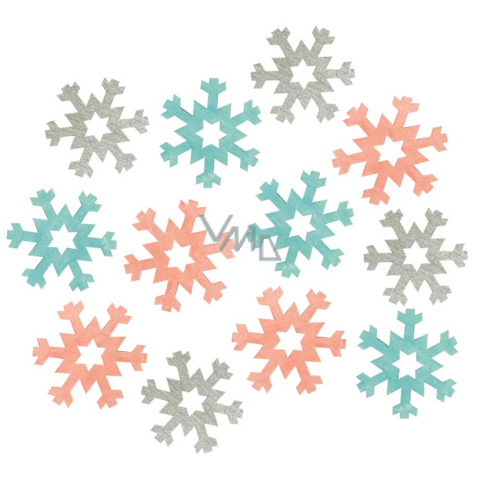 Vločky dřevěné 4 cm 12 kusů Vločky dřevěné 4 cm 12 kusů