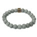 Láva šedá postříbřená s královskou mantrou Óm, náramek elastický přírodní kámen, kulička 8 mm / 16 - 17 cm, zrozen ze čtyř živlů