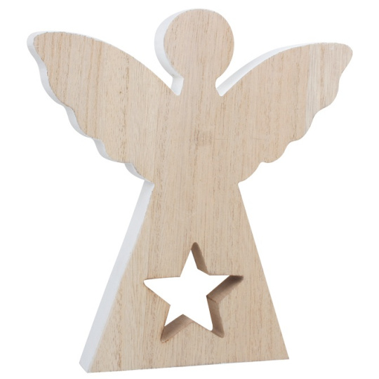 Anděl s hvězdičkou dřevěný na postavení 20 cm 1 kus