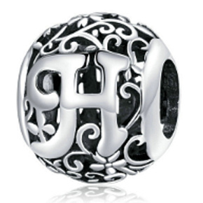 Charm Kouzelná abeceda písmeno H s květinami, korálek na náramek
